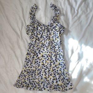 Yellow flower print summer dress